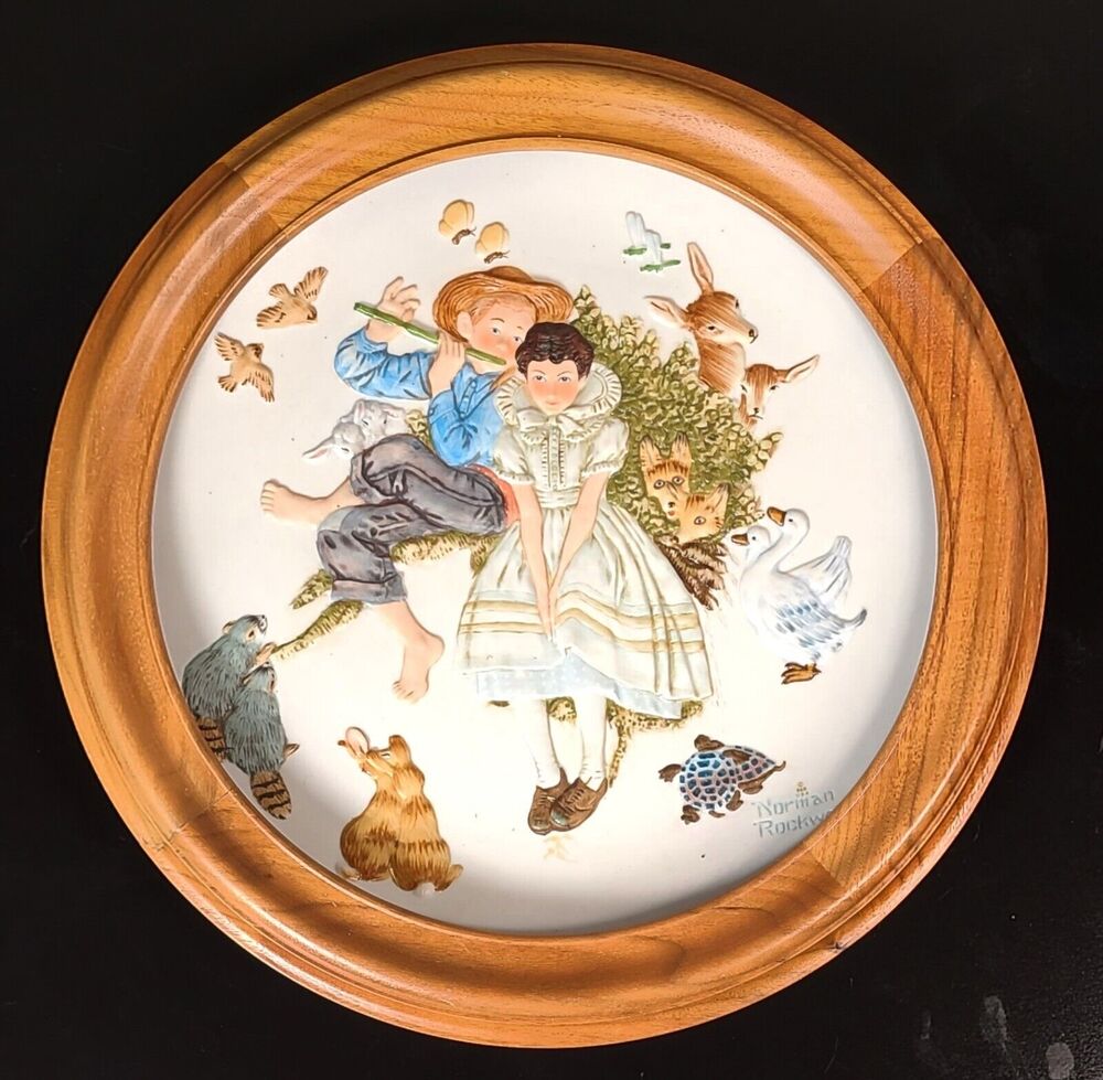 Norman Rockwell 1955 Series Spring-Sweet Song So Young Framed Collectible Plate